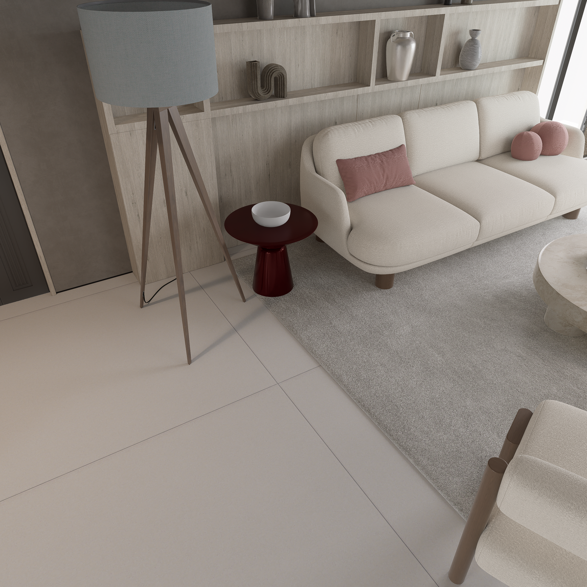 24 x 24 in Prima Warm White Matte Rectified Unglazed Porcelain