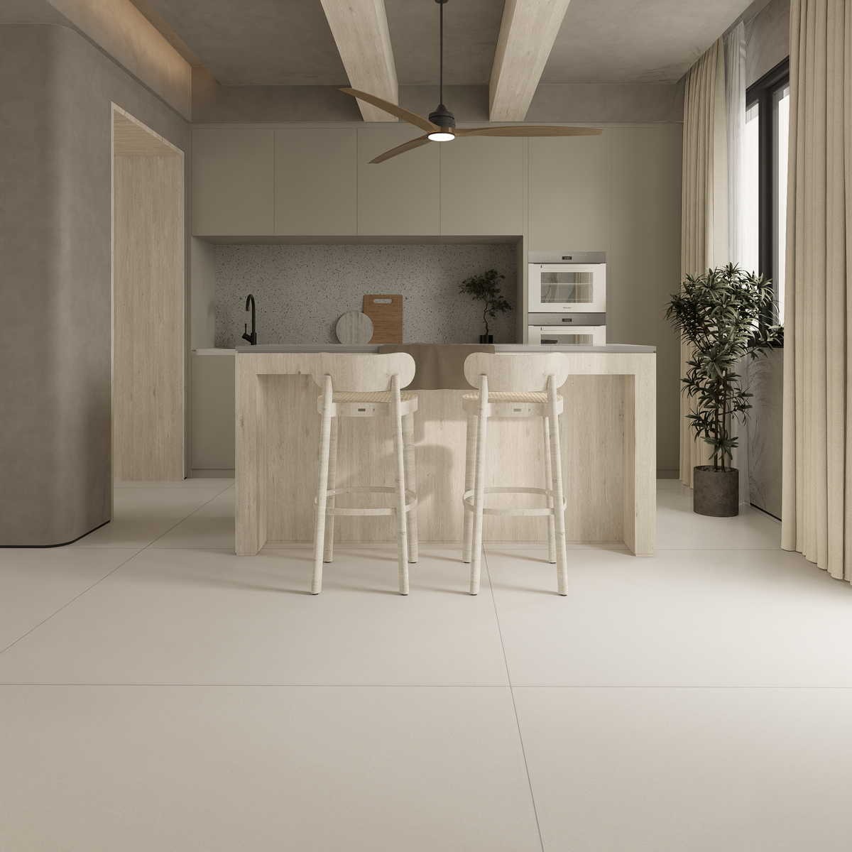 24 x 24 in Prima Warm White Matte Rectified Unglazed Porcelain