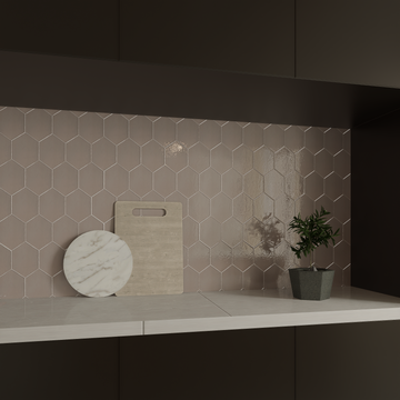 6 in Teramoda Petal Hexagon Glossy Pressed Glazed Ceramic Tile