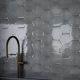 6 in Teramoda Charcoal Hexagon Glossy Pressed Glazed Ceramic Tile