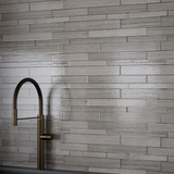 Random Strip Strada Mist Polished Limestone Mosaic