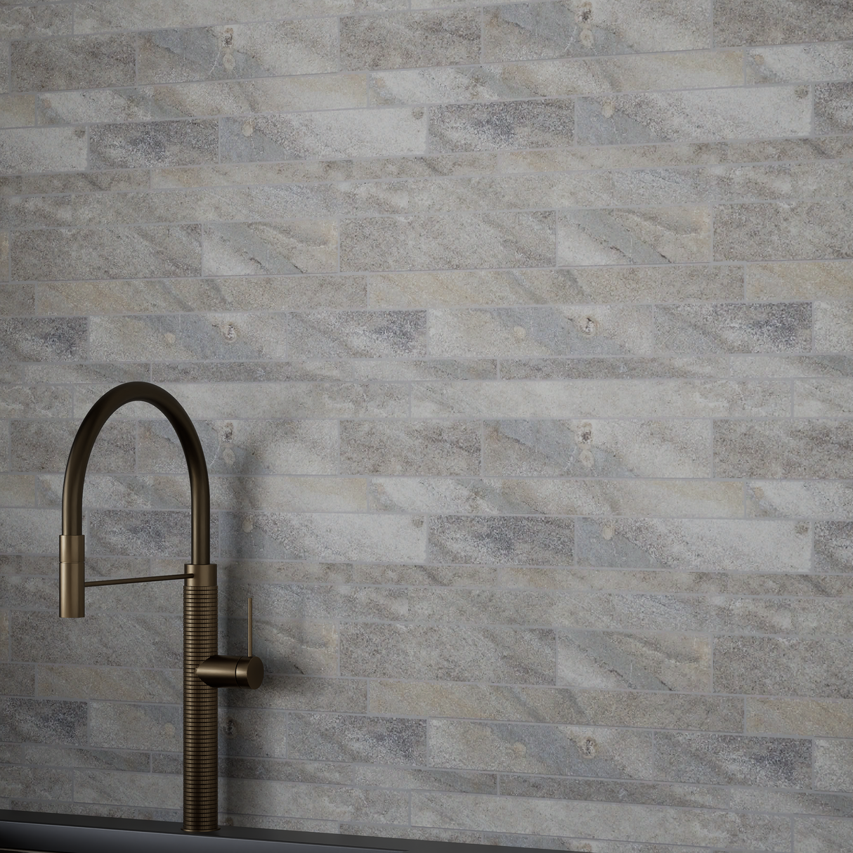 Random Strip Sand Evolution Matte Glazed Porcelain Mosaic