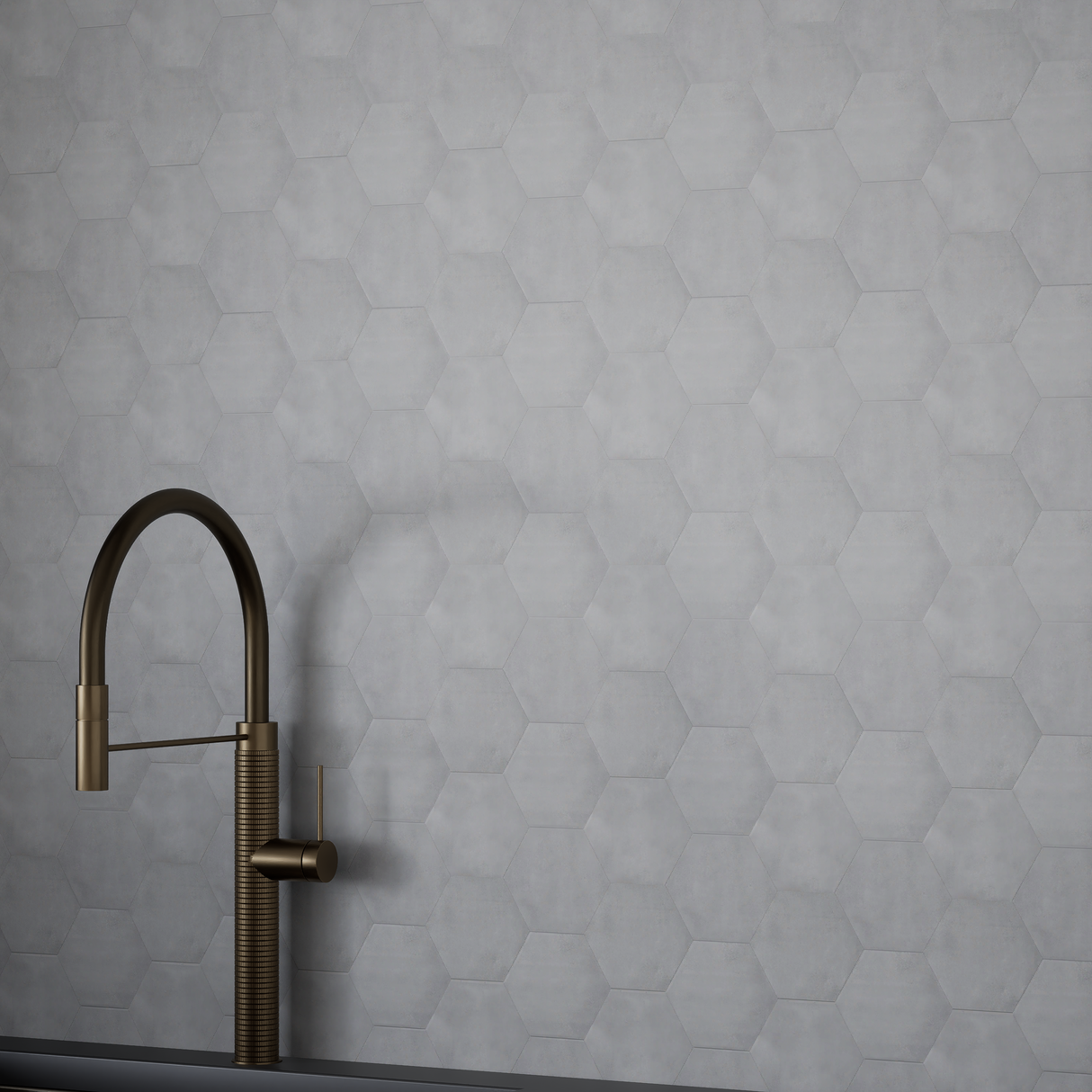 7 in. Form Ice Hexagon Matte Pressed Glazed Porcelain Tile