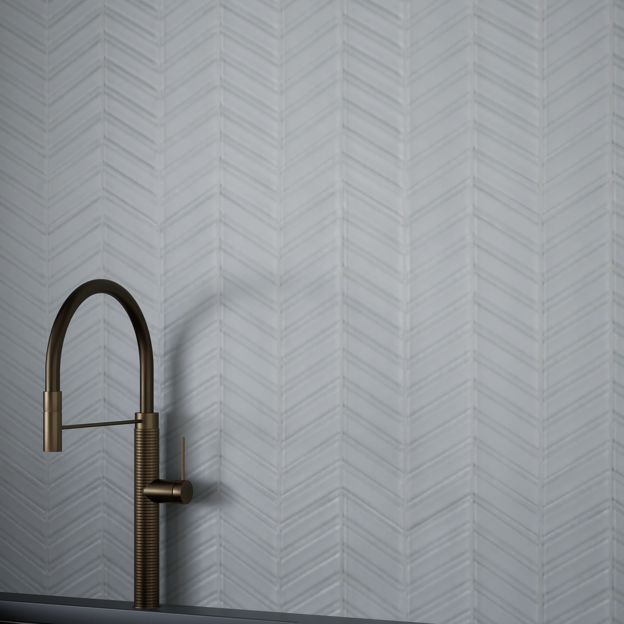 Element Ice Chevron Glossy Glass Mosaic