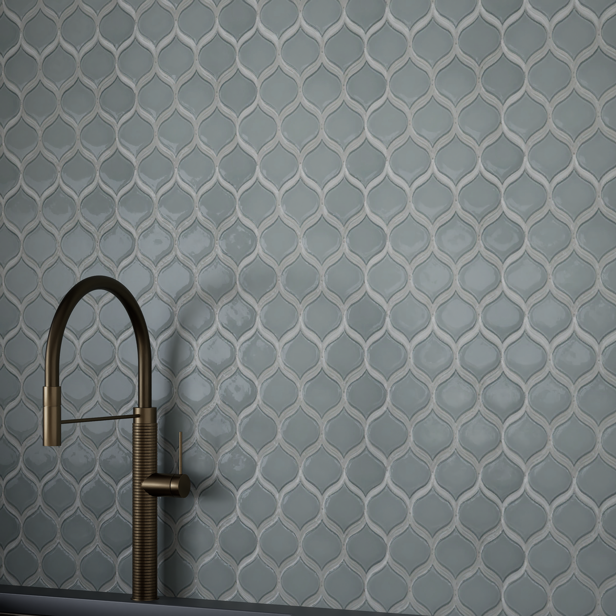 Element Cloud Arabesque Glossy Glass Mosaic