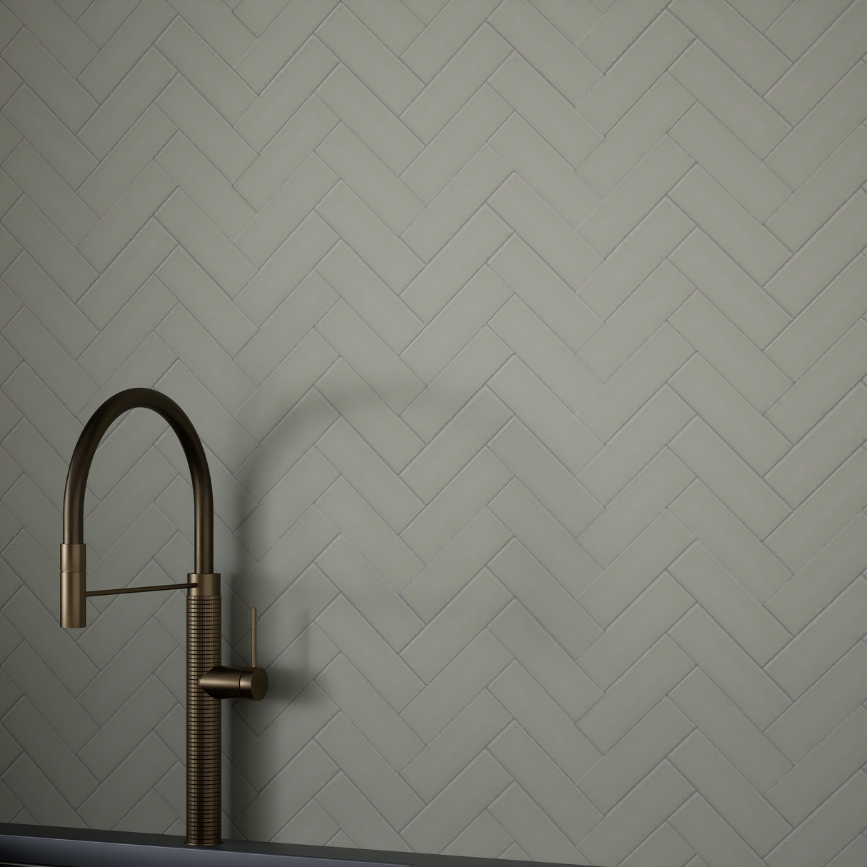 2 X 6 In Herringbone Soho Soft Sage Matte Glazed Porcelain Mosaic