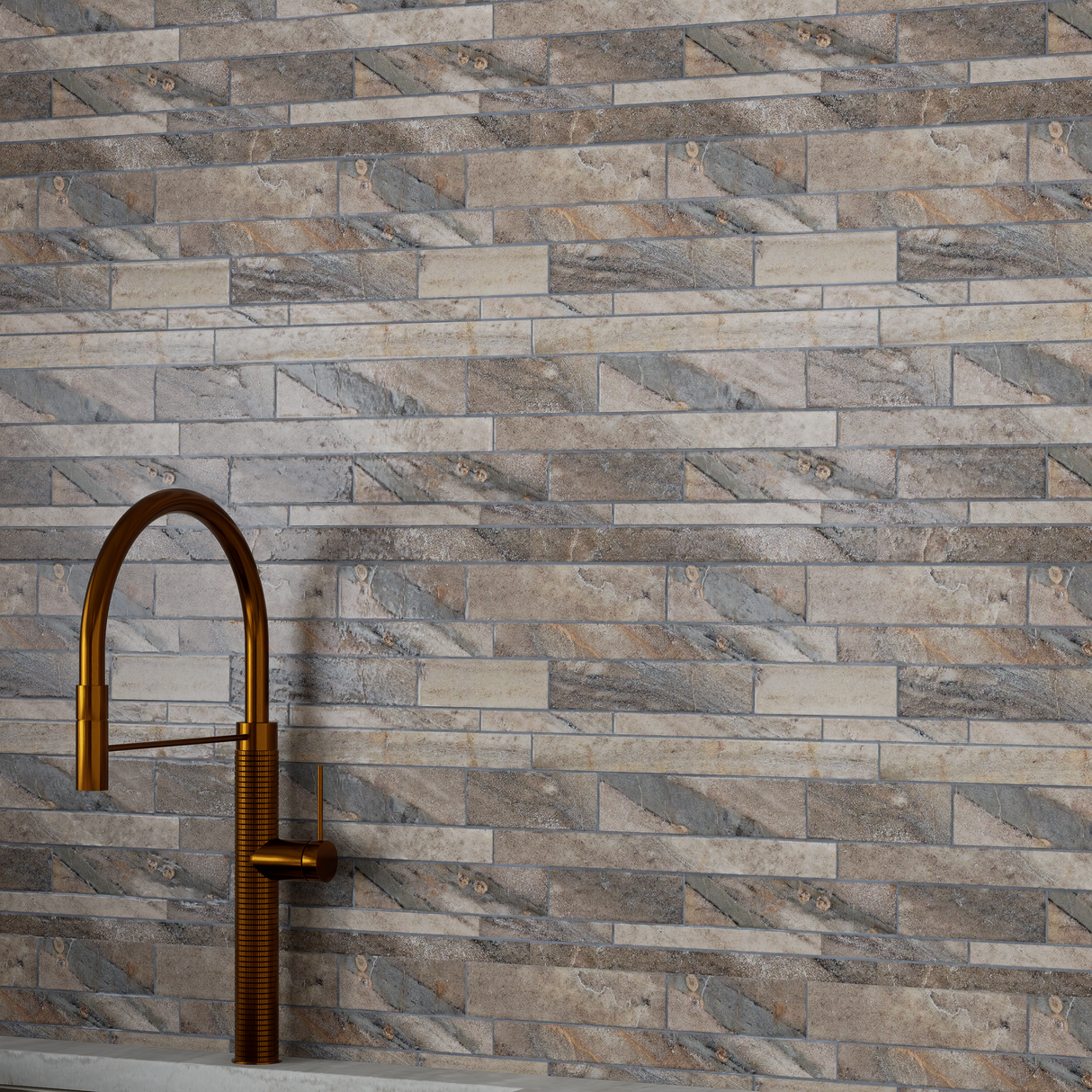 Random Strip Earth Evolution Matte Glazed Porcelain Mosaic