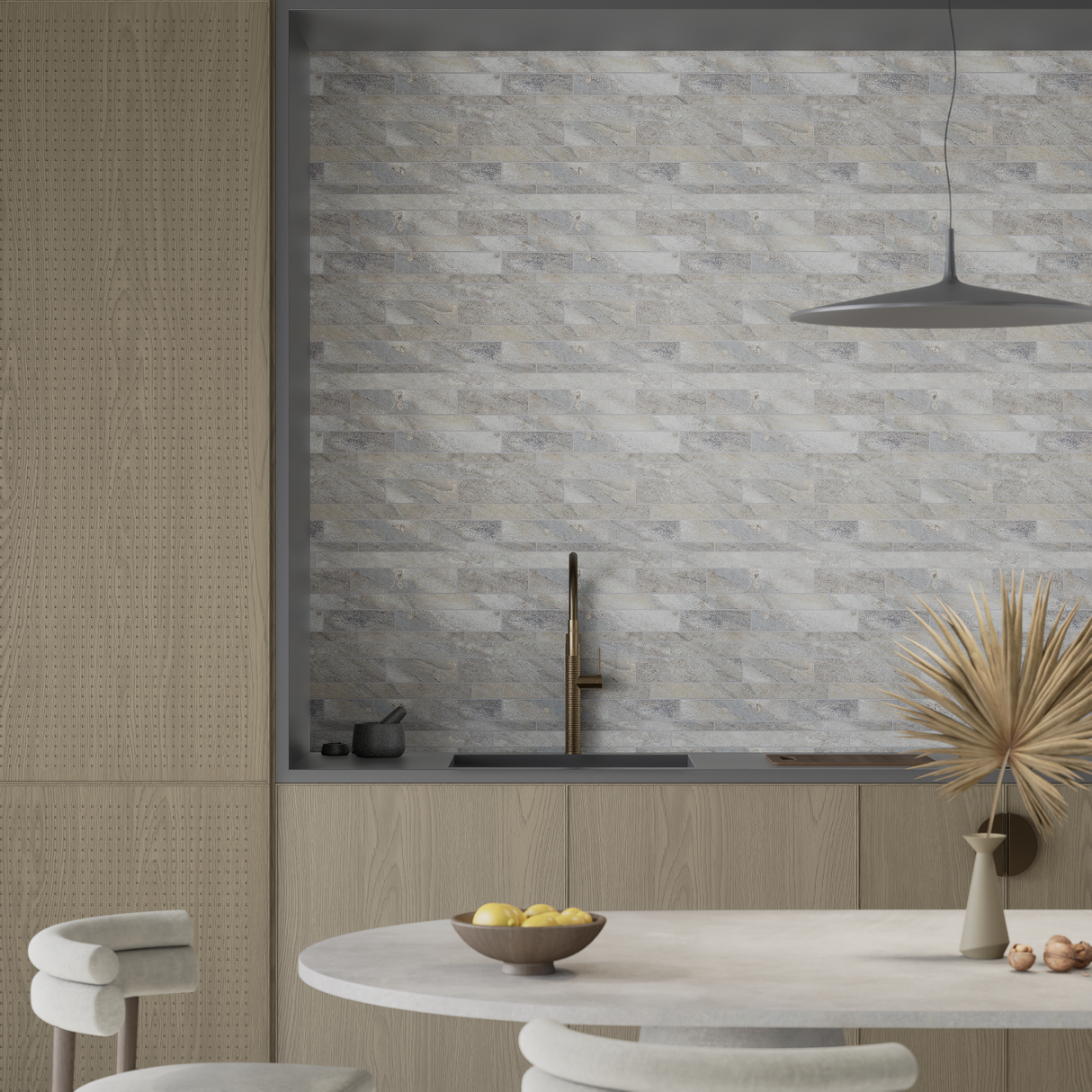 Random Strip Sand Evolution Matte Glazed Porcelain Mosaic