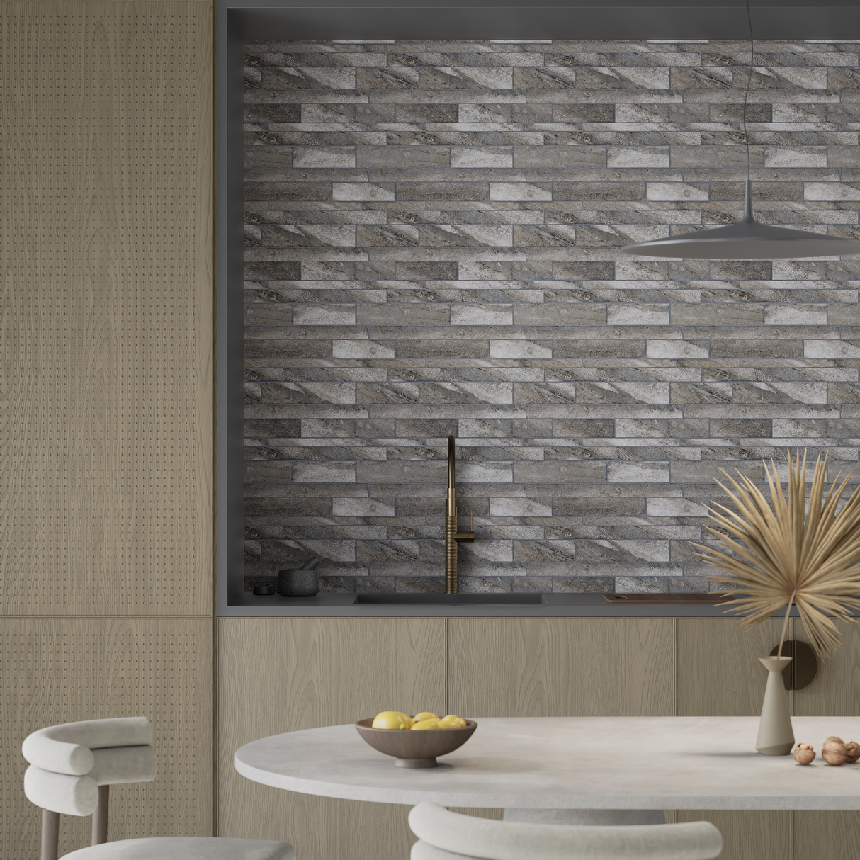 Random Strip Mica Evolution Matte Glazed Porcelain Mosaic