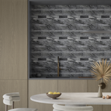 Random Strip Carbon Evolution Matte Glazed Porcelain Mosaic