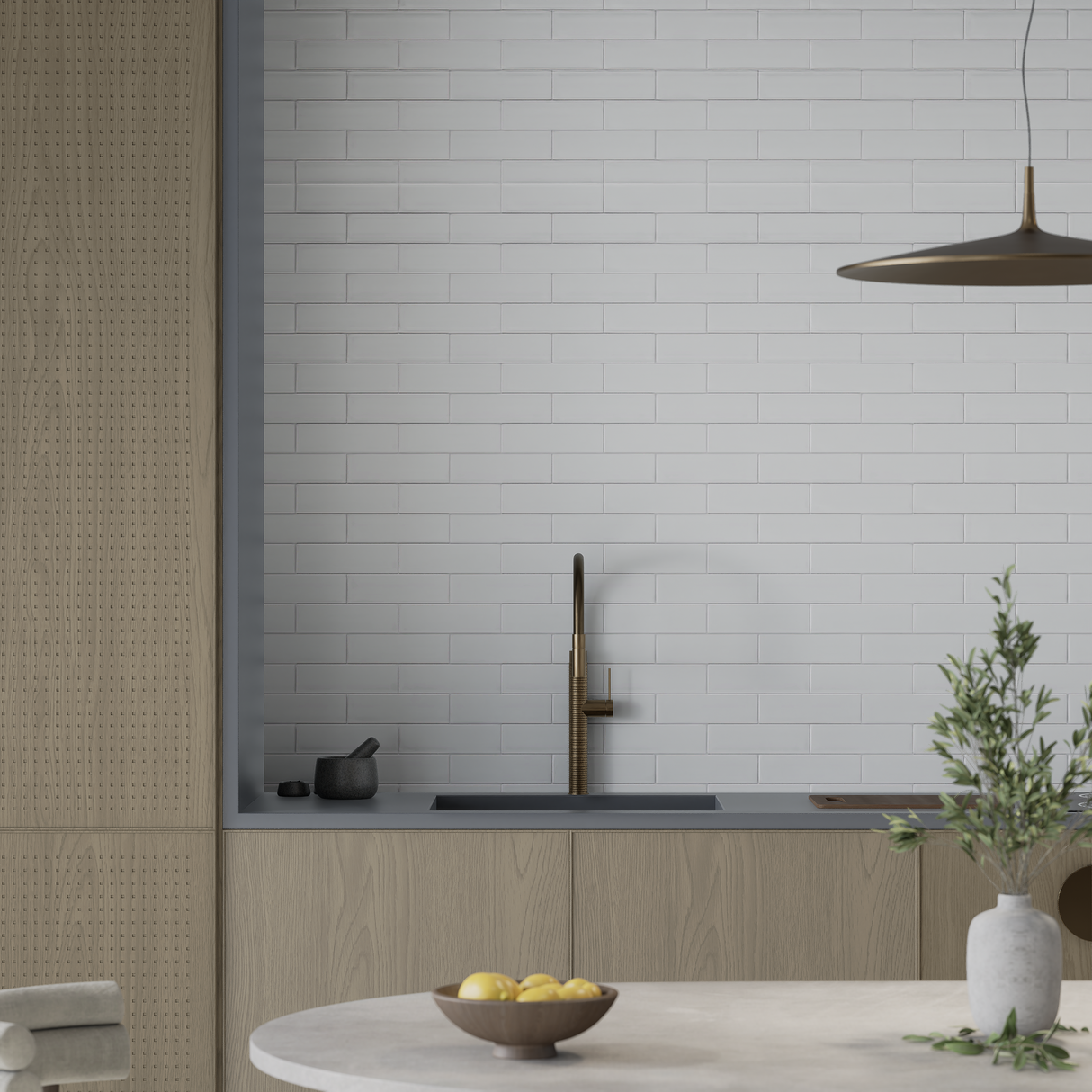 2 X 6 In Brick Soho Vintage Grey Matte Glazed Porcelain Mosaic