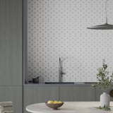 1 In Hexagon Canvas White W/ Insert Soho Loft Grey Matte Glazed Porcelain Mosaic