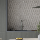 1.25 In Hexagon Ritz Gray Honed Marble Mosaic