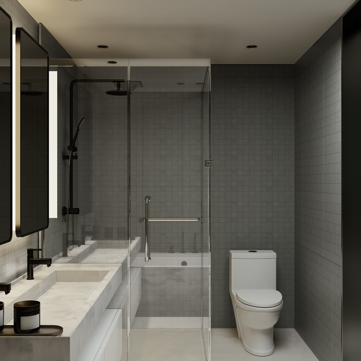 2 x 2 in Locale Carbon Matte Glazed Porcelain Mosaic
