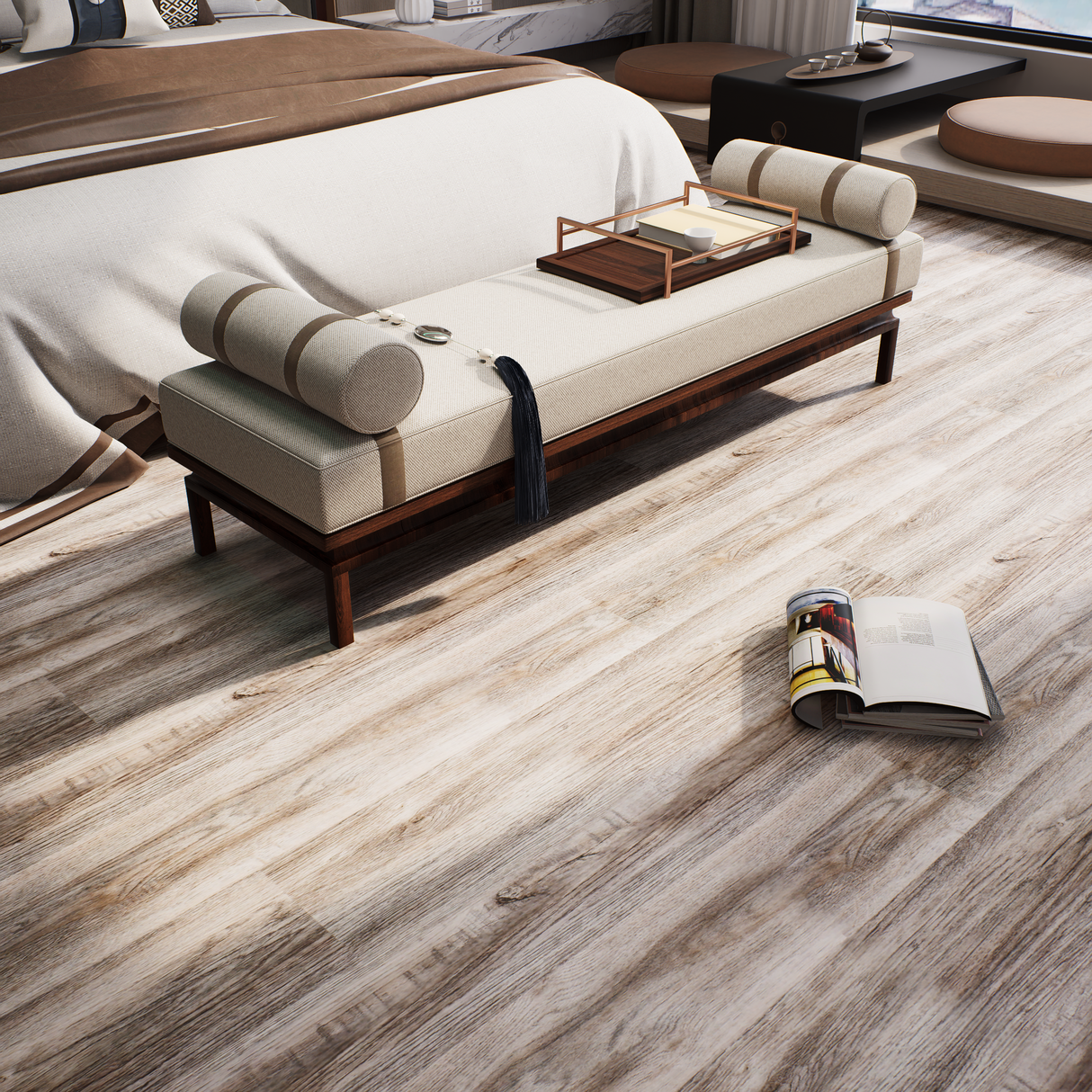 SPC Flooring - Click Lock Floating -  Bergen Smoke - 7" x 48" x 6mm -  20 mil Wear Layer - Versa  Collections (23.64SQ FT/ CTN)