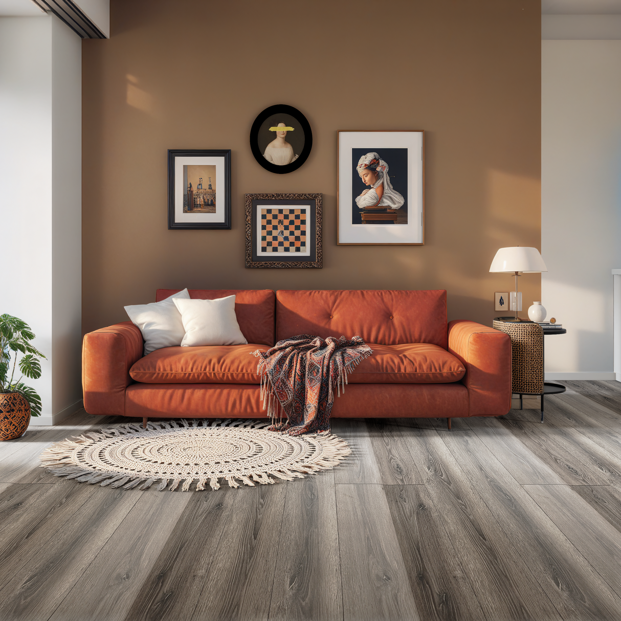 SPC Rigid Core Plank Espresso Flooring, 9" x 60" x 6.5mm, 22 mil Wear Layer