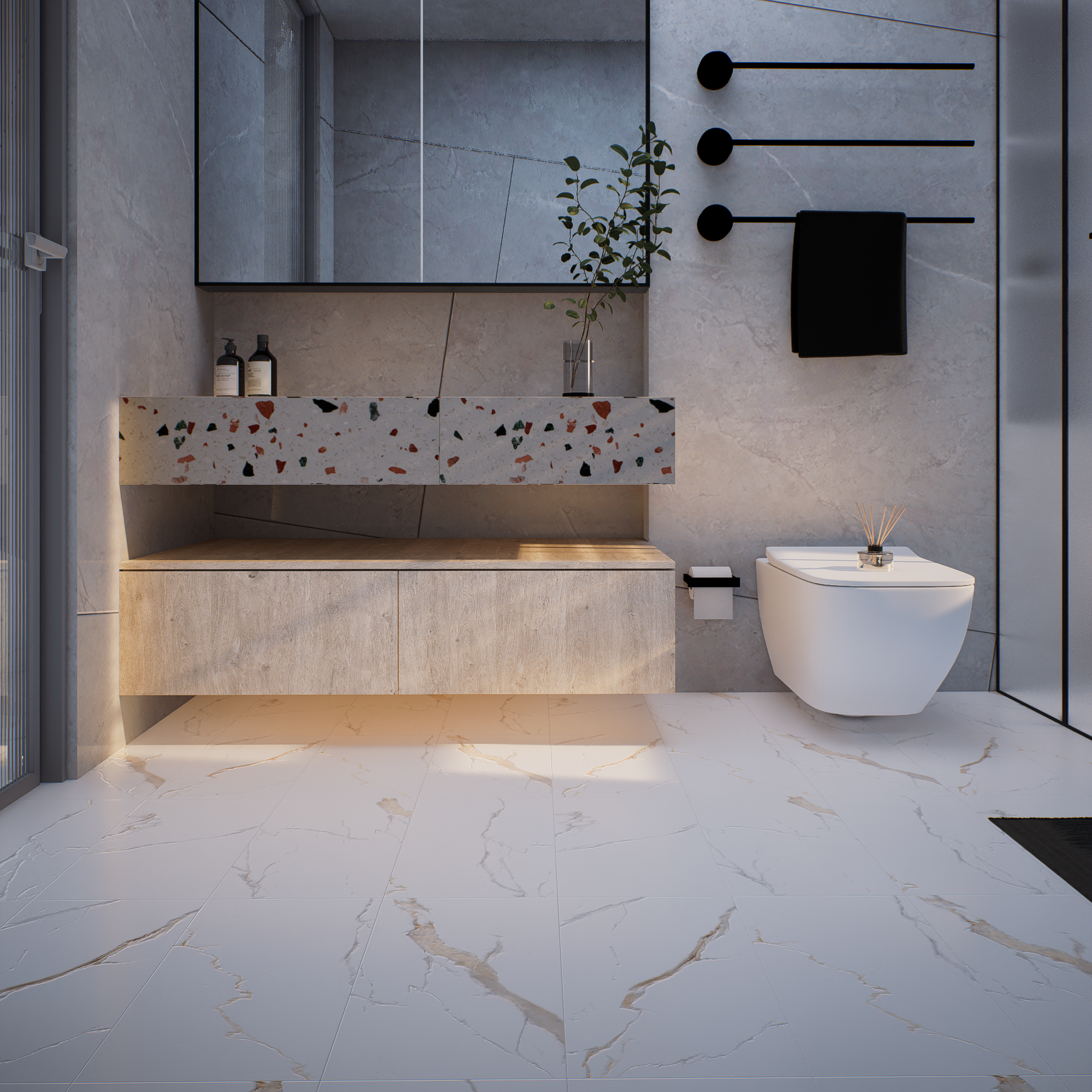 Calacatta Gold 12 in. x 24 in. x 8.5 mm Matt Porcelain Tile - Floor and Wall Tile (15.50 sq. ft./Case & 8 PCS/Case)