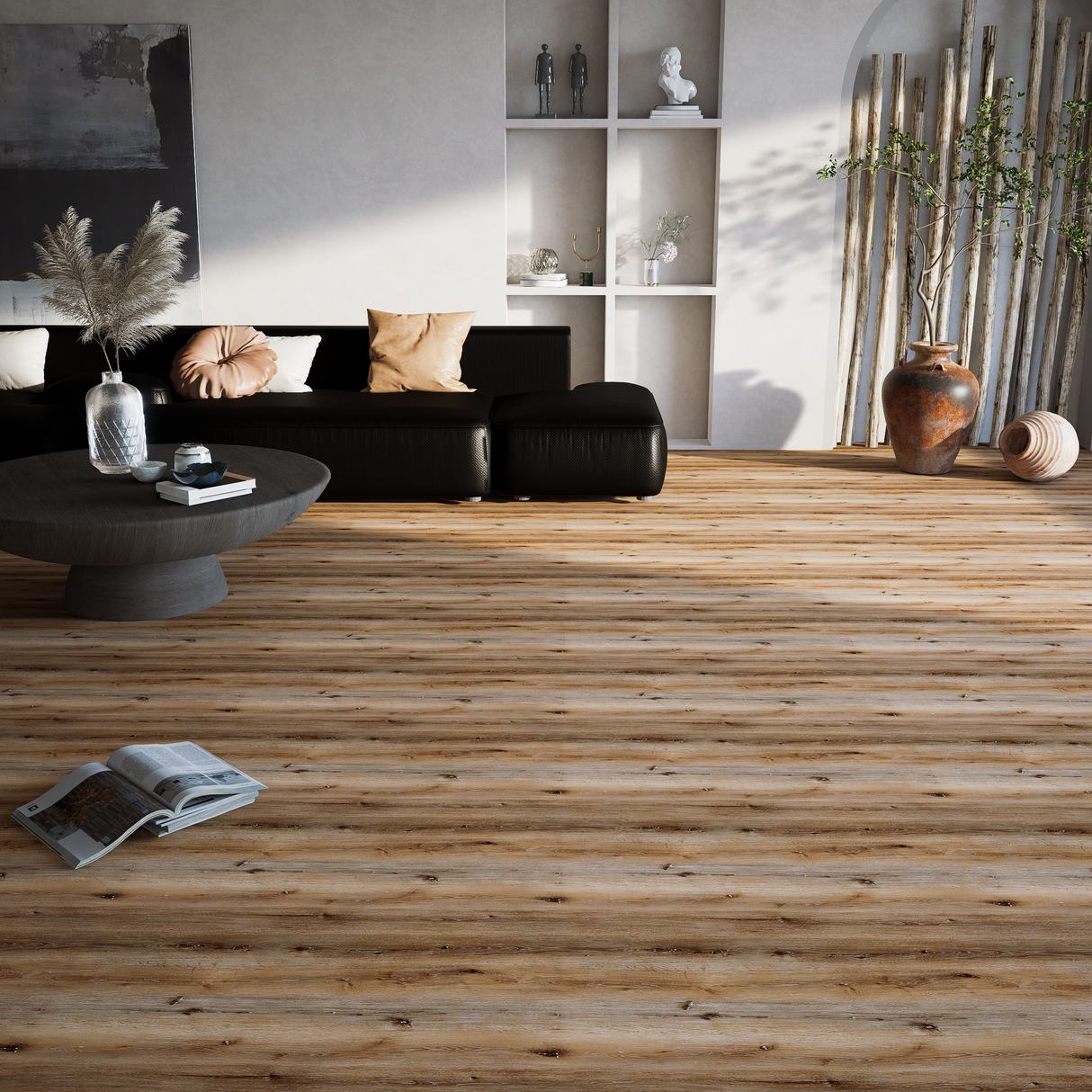 SPC Luxury Vinyl Flooring, Click Lock Floating, Sequoia, 9" x 60" x 6.5mm, 20 mil Wear Layer - NATURAL ESSENCE PLUS Collection (22.88SQ FT/ CTN)