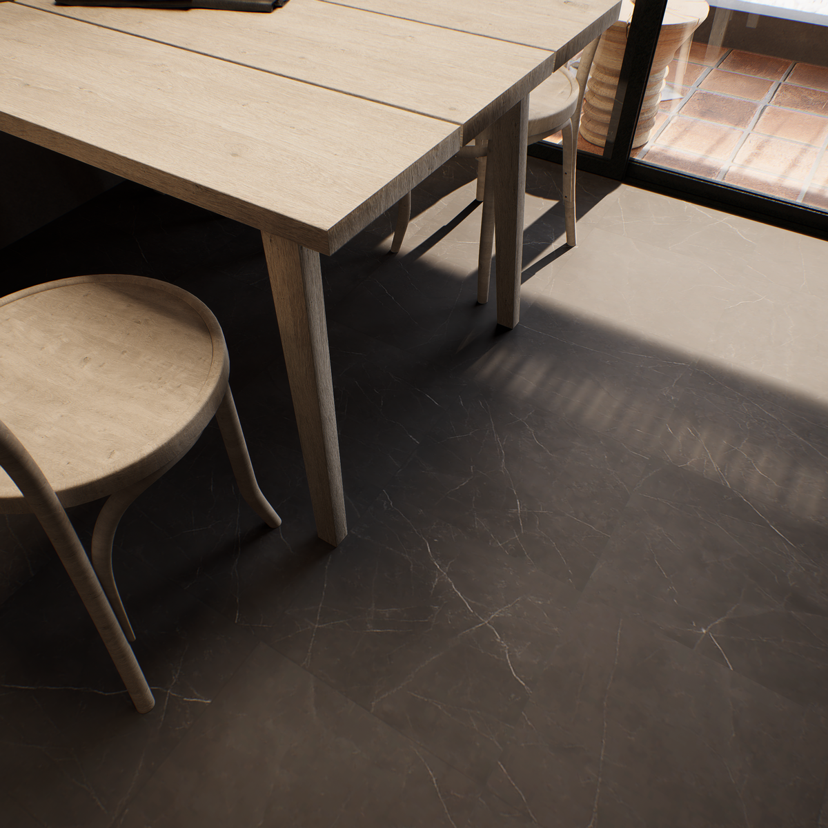 24 x 24 in La Marca Nero Venato Honed Rectified Glazed Porcelain