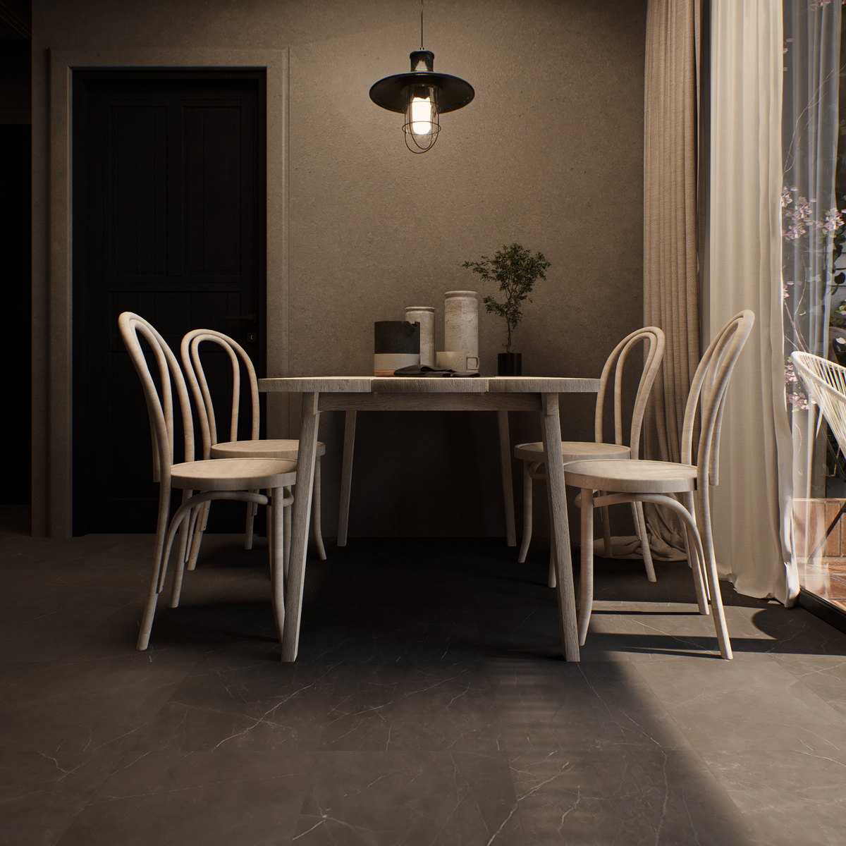 24 x 24 in La Marca Nero Venato Honed Rectified Glazed Porcelain