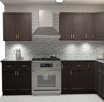 10x10 L-Shape Kitchen Layout Design - Aria Espresso Shaker Cabinets