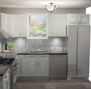 10x10 L-Shape Kitchen Layout Design - Charleston White Cabinets