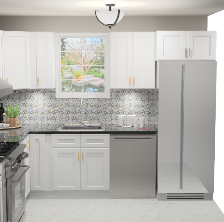 Modern White L-Shaped 10x10 Full Kitchen Set – PracticalCabinets