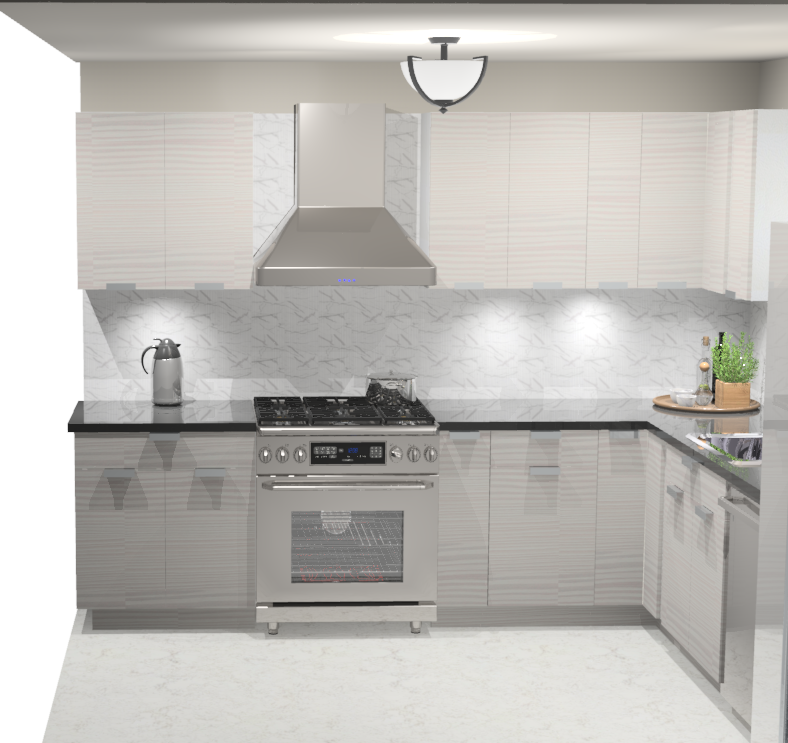 Modern White L-Shaped 10x10 Full Kitchen Set – PracticalCabinets