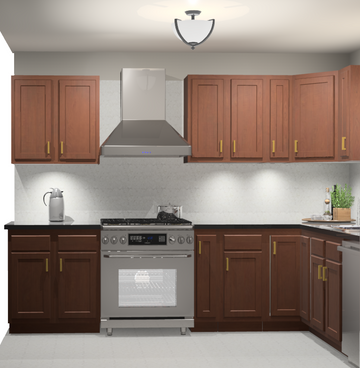10x10 L-Shape Kitchen Layout Design - Glenwood Shaker Cabinets
