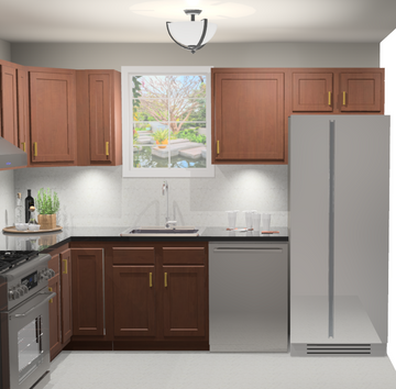 10x10 L-Shape Kitchen Layout Design - Glenwood Shaker Cabinets