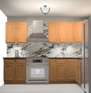 10x10 L-Shape Kitchen Layout Design - Chadwood Shaker Cabinets