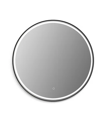 31.5 Inch Round Shape LED Lighted Bathroom Vanity Mirror with black Aluminum Frames, CCT Remembrance, Touch Switch, CCT changeable with Defogger