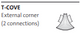 T-Cove External Corner Pieces - Two Connections - 2 per pack