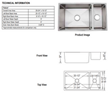 Radial Rendition - 18 Gauge Stainless Steel - 31 3/4" x 18 1/2" x 9" 60/30 Dual Basin