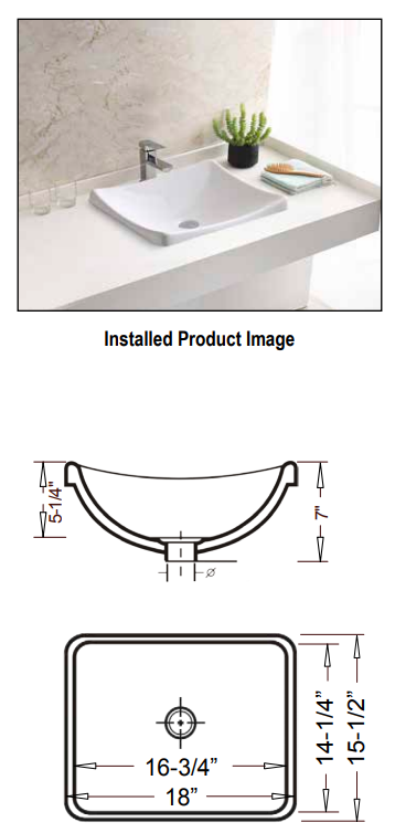 Laver -  Rectangular Drop-In Vanity Sink White 18