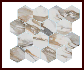 Decovita - Calacatta Bold Hexagon - 3x3 Mosaic - Satin Finish - 179024489