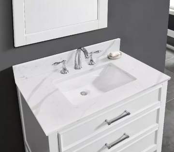 Calacatta Quartz White Bathroom Vanity Sink Top