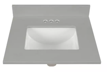 Earth Gray Quartz Rectangular Bathroom Vanity Sink Top