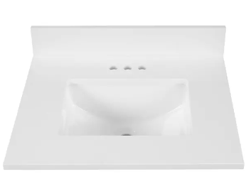 Snow White Quartz Rectangular Bathroom Vanity Top with Undermount Sink