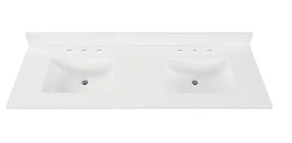 Snow White Quartz Rectangular Bathroom Vanity Top with Undermount Sink