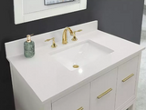 White Engineered Stone Rectangular Bathroom Vanity Sink Top