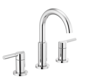 Delta Nicoli 1.2 GPM Widespread Bathroom Faucet with Lever Handles and Push Pop-Up Drain Assembly