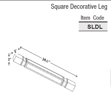 Square Decorative Leg - 3W x 34 1/2H x 3D - Blue Shaker Cabinet - RTA