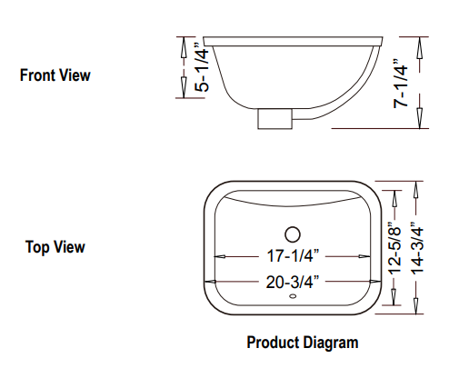 Undermount Ceramic Vanity Sink - 17-1/4” x 12-5/8” - CREST - YES3910 - WHITE