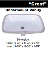 Undermount Ceramic Vanity Sink - 17-1/4” x 12-5/8” - CREST - YES3910 - WHITE