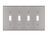 70T4BN - Halle - Brushed Nickel Decorative Wall plate - Quad Toggle (4)