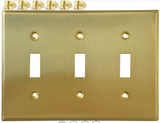 ‎850067824305 - Modern Metal Gold Triple Toggle Light Switch Cover Metal Decorative Toggle Switch Covers