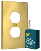 ‎850067824206 - Modern Metal Gold Wall Outlet Cover Outlet Cover Duplex
