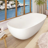 Wellfor - 67" Stone Resin Solid Surface Matte Freestanding Bathtub White - FS306-1700