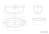 Wellfor - 65" Stone Resin Solid Surface Flat Bottom Freestanding Bathtub - FS303-1650